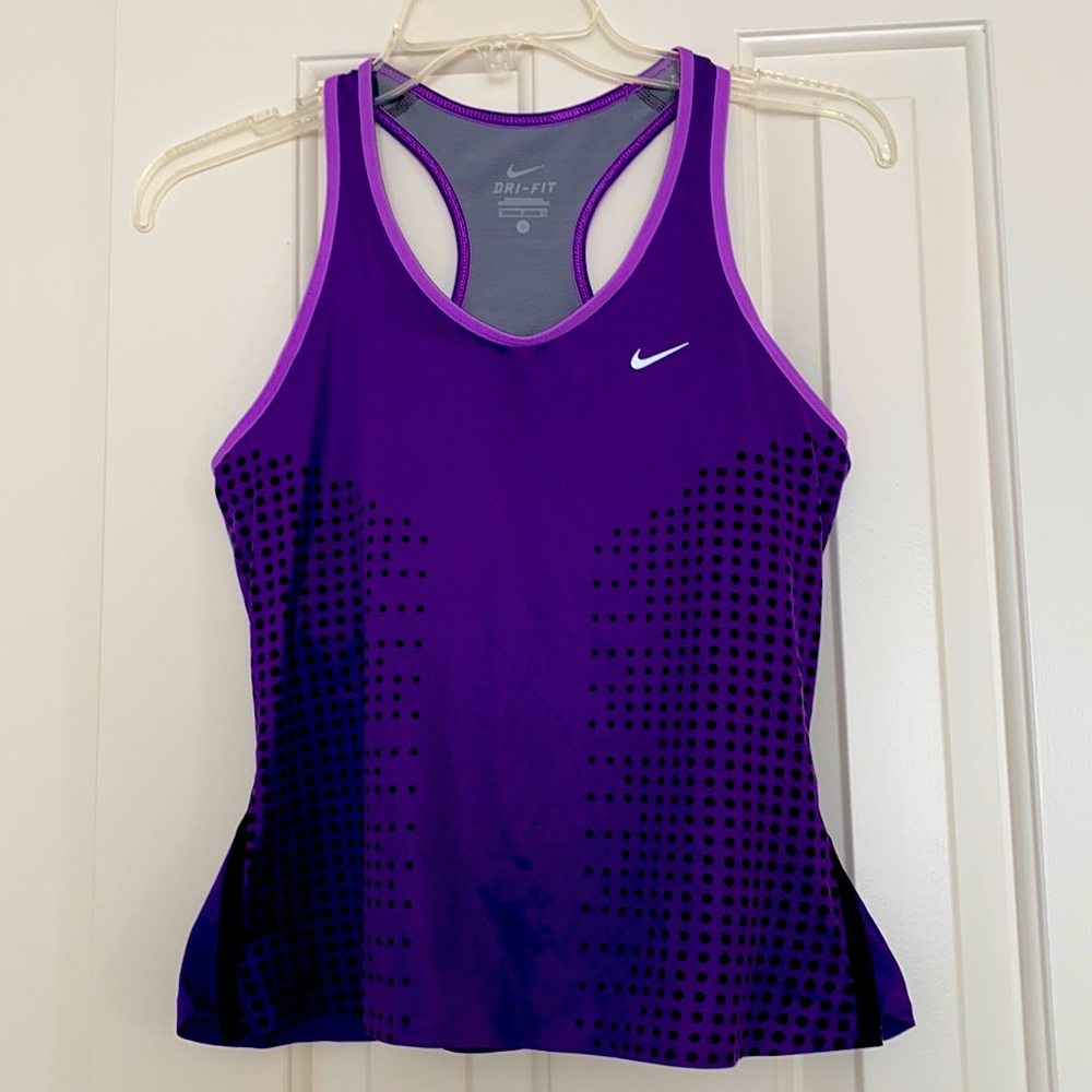Nike dri - fit workout top with built in bra .